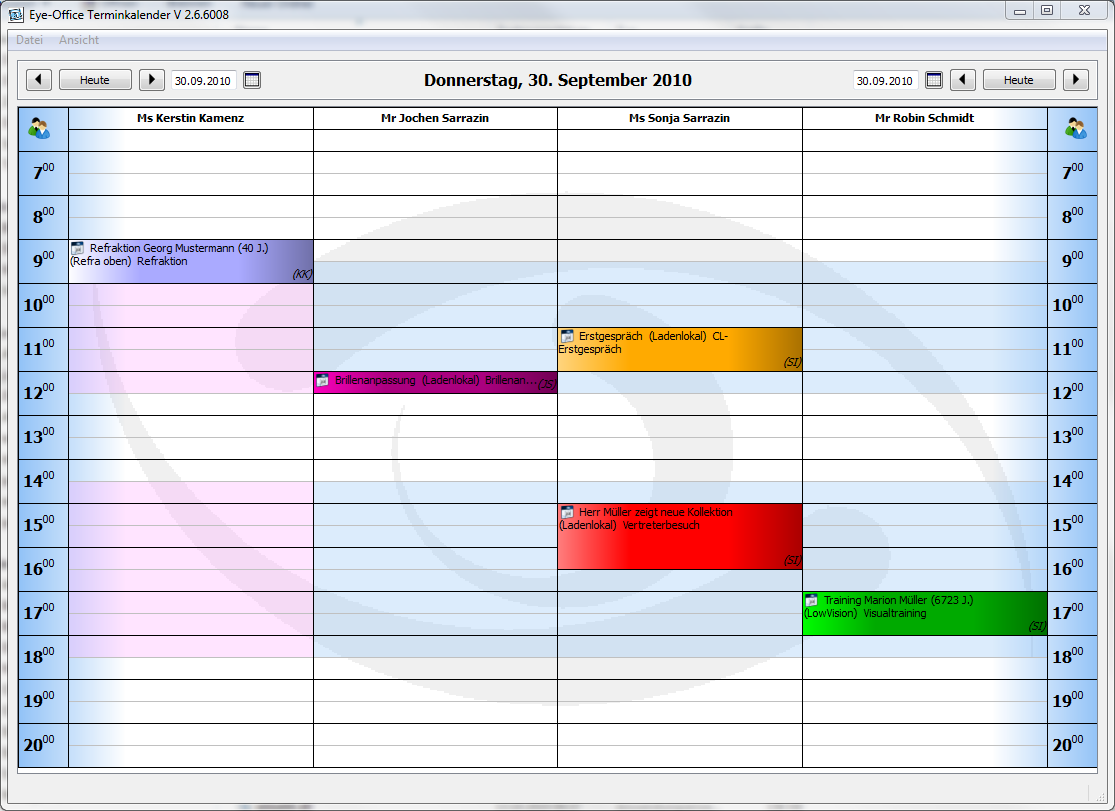 Screenshot Terminkalender - Mitarbeiteransicht